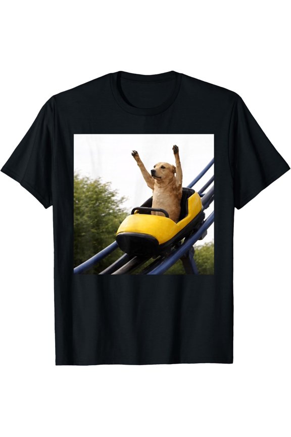 Funny Labrador Dog Riding Roller Coaster Meme for Dog Lovers T-Shirt