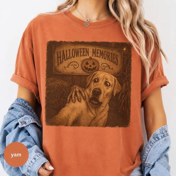 Funny Labrador Halloween Shirt, Vintage Spooky Dog Selfie Tee