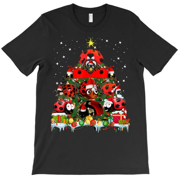 Funny Lady Bug Christmas Tree Xmas Holiday Insect Lover Graphic T-Shirt G1804, Up to 5XL