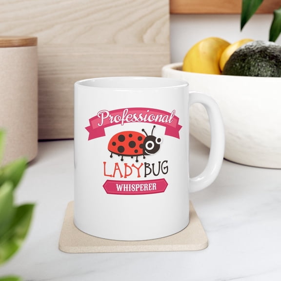 Ladybug 11 oz Coffee Mug - Funny Insect Lover Gift White Ceramic