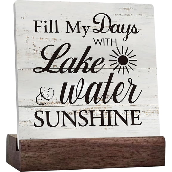 Funny Lake House Fill My Days With Lake Water Ceramic Table Sign Desk Decor Rustic Lake Ceramic Desk Sign For Home Living Room Shelf Table Decoration