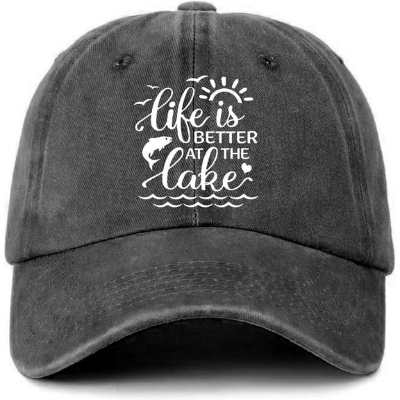 Funny Lake Life Hats Life is Better at The Lake Printed Cotton Adjustable Baseball Caps