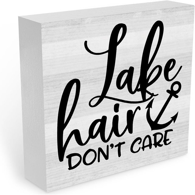 Funny Lake Wood Block Plaque Box Signs Humor Farmhouse Lake Sayings