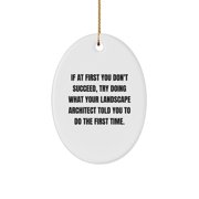 Funny Landscape Architect Gifts for Men, Oval Ornament with Inspirational Quote, Gifts from Family for Christmas Unique Gifts
