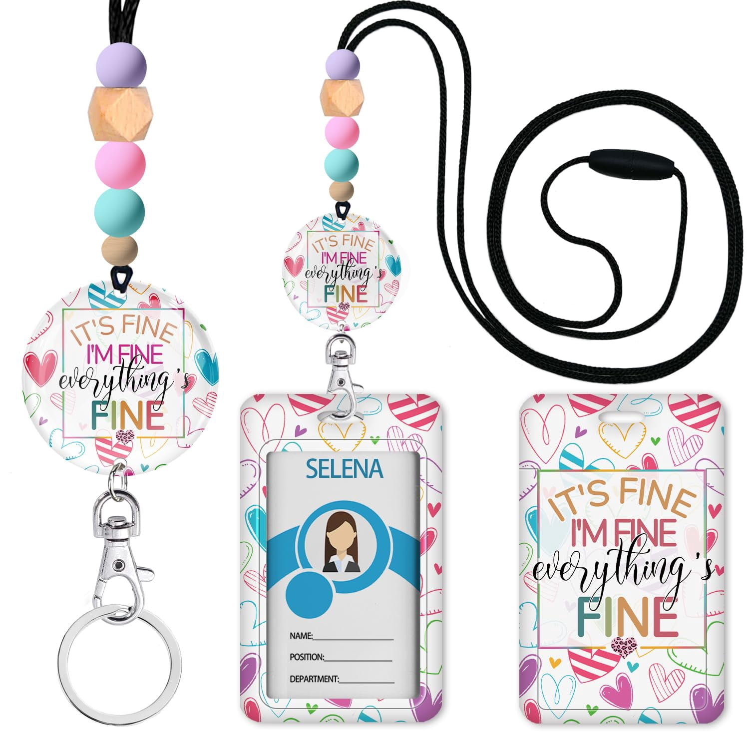 Tinoaly Scrunchie Lanyard For ID Badges, Retractable - View #9
