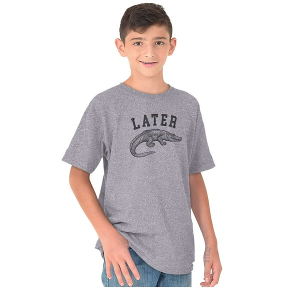 Funny Later Alligator Animal Pun Crewneck T Shirts Boy Girl Teen Brisco Brands L