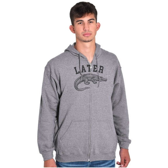 Funny Later Alligator Animal Pun Unisex Fleece Graphic Zip Up Hoodie Brisco Brands 4X