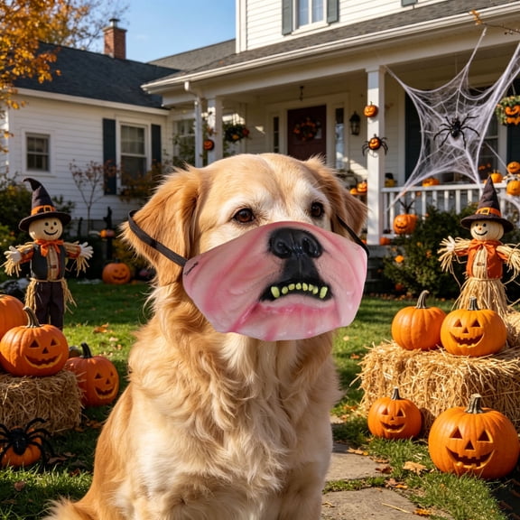 Funny Latex Dog Muzzle Adjustable Hilarious Half Face Puppy Mouth Guard with Elastic Strap for Small Medium Dogs Halloween Party Photo Prop