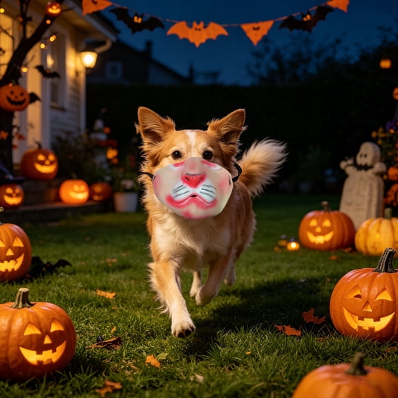 Funny Latex Dog Muzzle Adjustable Hilarious Half Face Puppy Mouth Guard with Elastic Strap for Small Medium Dogs Halloween Party Photo Prop