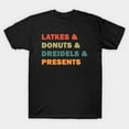 thumbnail image 1 of Funny Latkes and Donuts and Dreidels and Presents Hanukkah Artwork Print, H6990 Unisex T-Shirt, Up to 5XL Available, 1 of 2