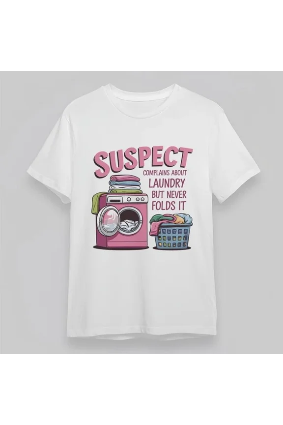 Funny Laundry Day Cartoon Quote Print Tee