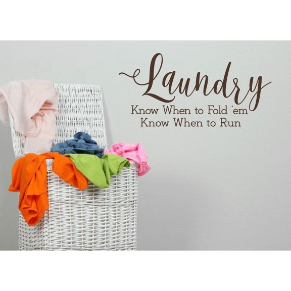 Funny Laundry Quote Fold or Run Wall Stickers Decals Vinyl Art Home Decor 23x11-Inch Chocolate Brown