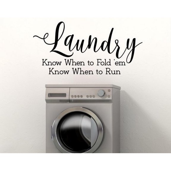 Funny Laundry Quote Fold or Run Wall Stickers Decals Vinyl Lettering Art Home Decor 36x17-Inch Black