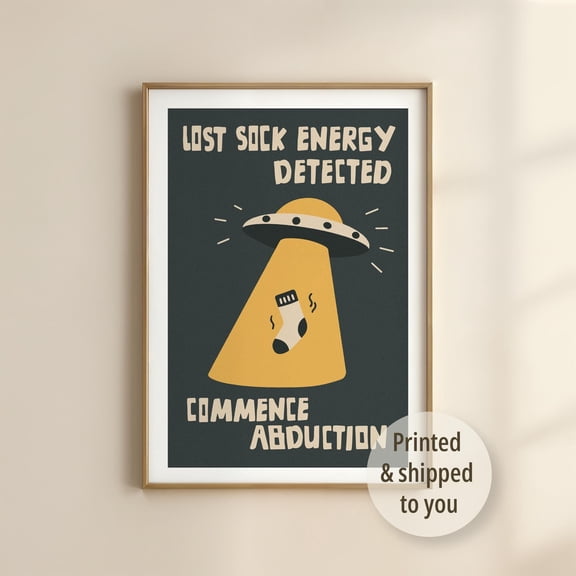 Funny Laundry Room Poster, Lost Sock Conspiracy Wall Art, Quirky Bathroom Giclã©E Print , Poster Only
