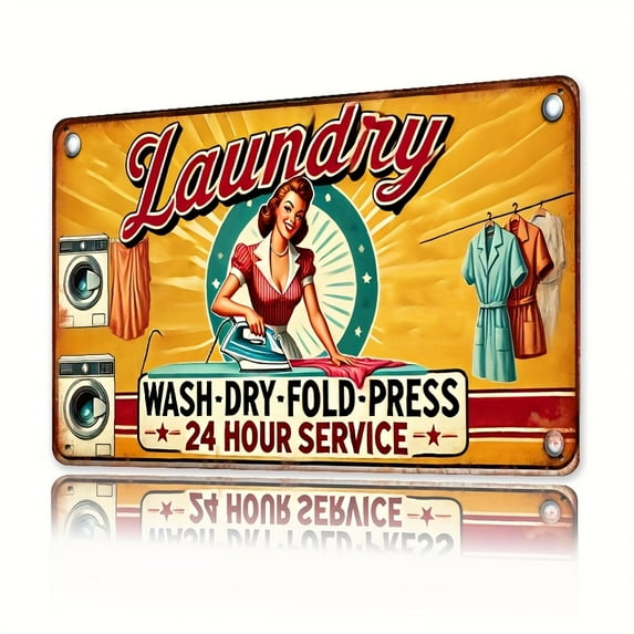 Funny Laundry Room Rules Sign 24 Hours Laundry Room Decors Retro Metal Tin Signs - Vintage Iron Sign for Commercial Home Cafes Homes Bars Funny Door Art Wall Decor 16"x12"