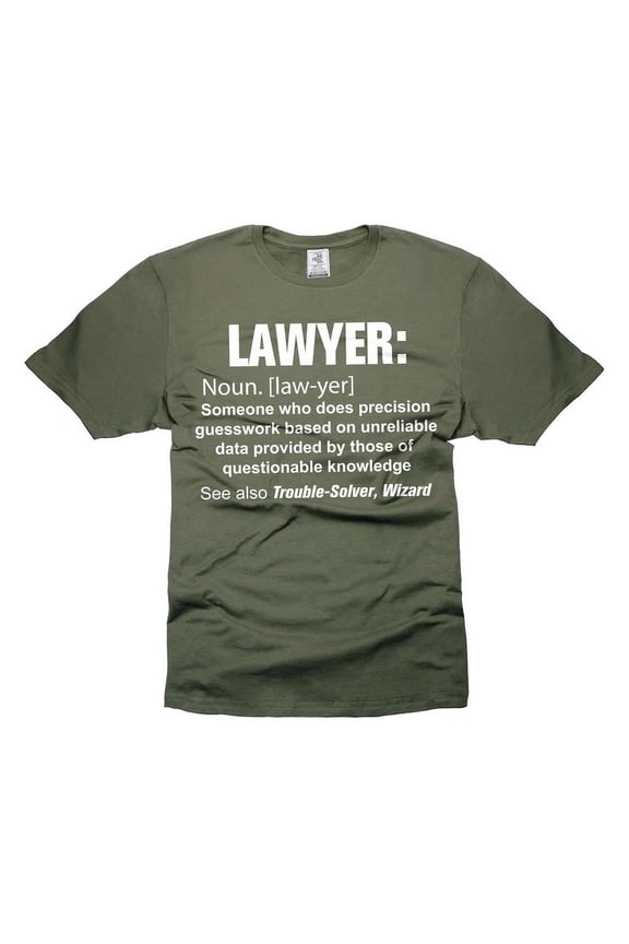 Funny Lawyer Definition T-Shirt Sarcastic Attorney Gift for Men Women Legal Professional Humor Tee Retro Olive Green Short Sleeve Graphic Top