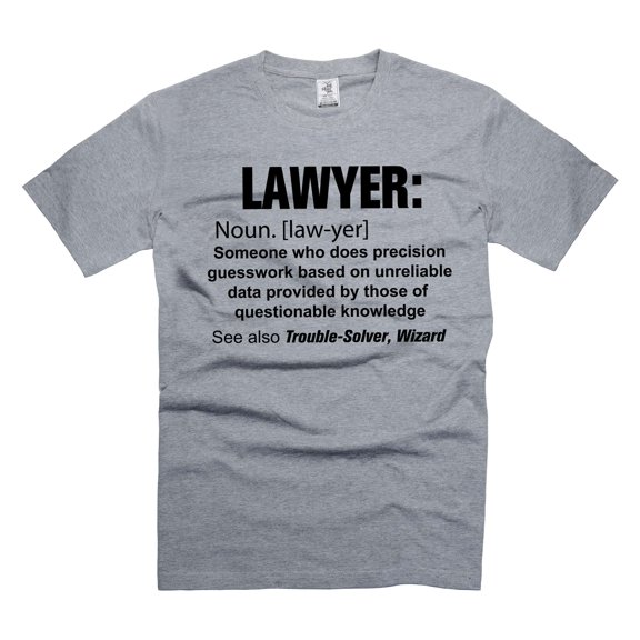 Funny Lawyer Shirts, Lawyer Definition Tees, Lawyer Gifts, Attorney Shirt, Law School Tees (Small Grey)