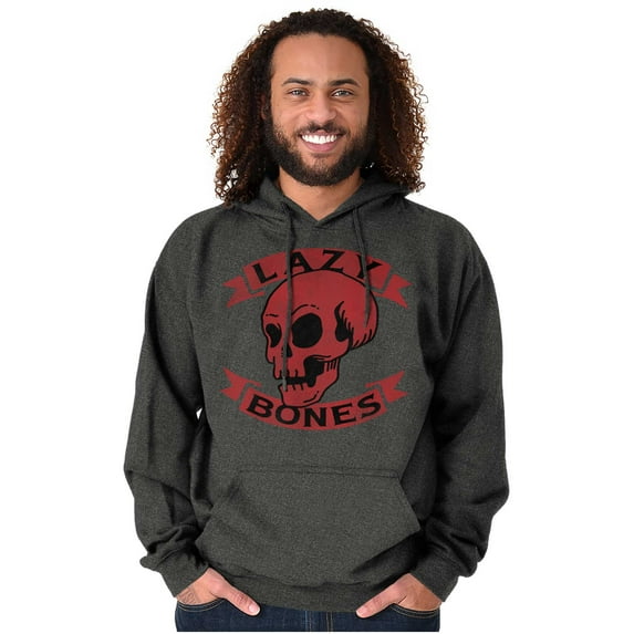 Funny Lazy Bones Skull Pun Humor Hoodie Sweatshirt Women Men Brisco Brands M