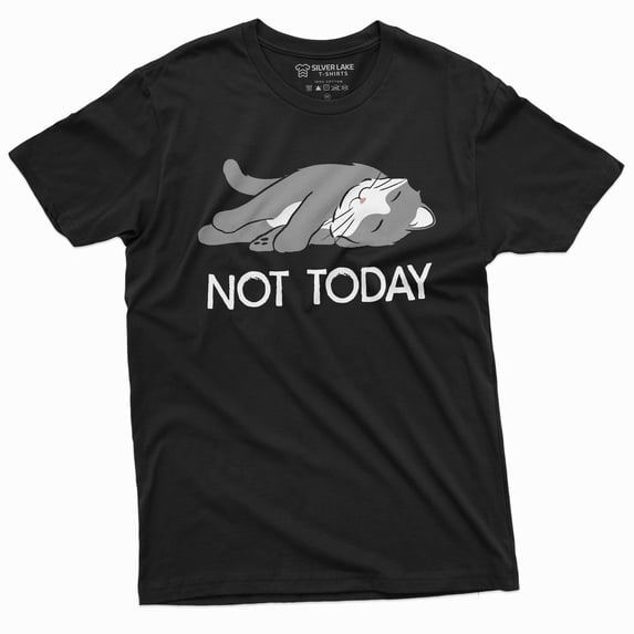 Funny Lazy Cat Not today T-shirt do it later Tee shirt Cat Lover Pet Tee Shirt (XX-Large Black)