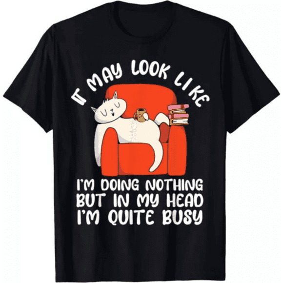 Funny Lazy Cat People Saying Men's T-Shirt, Crew Neck Short Sleeve Casual Black Tee, All-Season Women Fit Breathable Top, for Gym Workout, Size S-XXXL