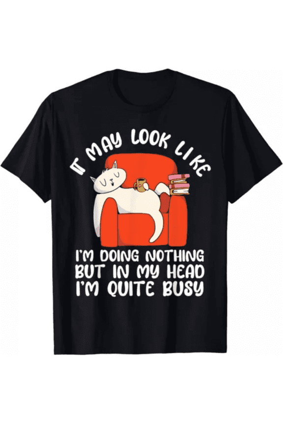 Funny Lazy Cat People Saying Men's T-Shirt, Crew Neck Short Sleeve Casual Black Tee, All-Season Women Fit Breathable Top, for Gym Workout, Size S-XXXL