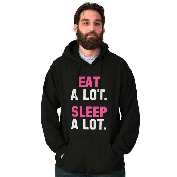 Funny Lazy Eat Sleep A Lot Saying Unisex Plus Fleece Graphic Hoodie Brisco Brands 2X