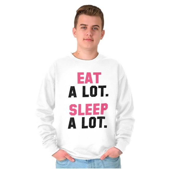 Funny Lazy Eat Sleep A Lot Saying Unisex Plus Fleece Graphic Sweatshirt Brisco Brands 5X
