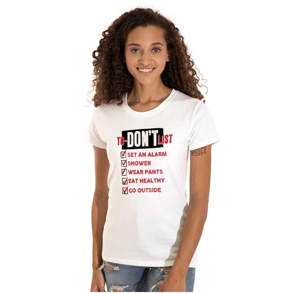 Funny Lazy Life To Don't List Womens Slim Fit Graphic Tee Brisco Brands X