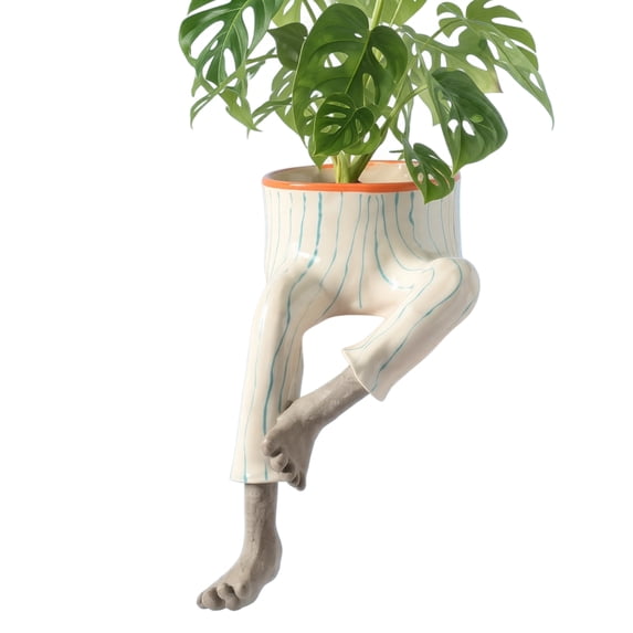 Funny Leggy Pot Planter, Blue Pants Character Plant Pot for Succulents Plants Live, Indoor Outdoor Plants Shelf Decor