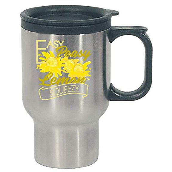 Funny Lemonade - Easy Peasy Lemon Squeezy - Drink Beverage Juice Humor - Stainless Steel Travel Mug