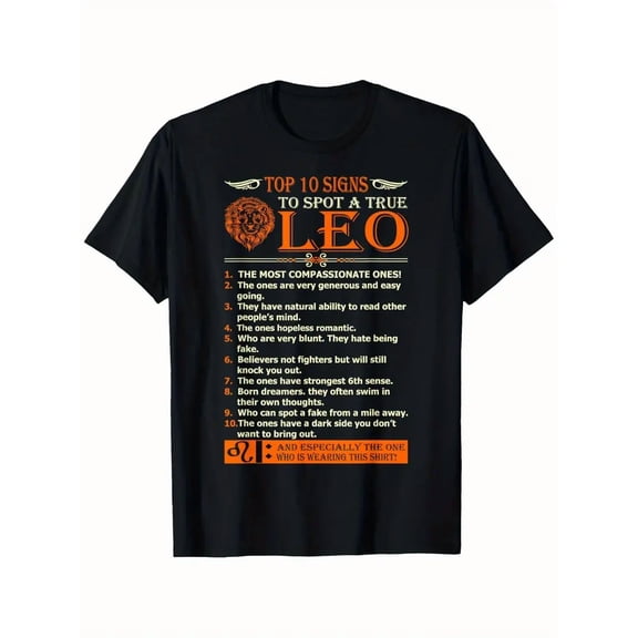 Funny Leo Zodiac Traits Lion Graphic Unisex Short Sleeve Cotton T-Shirt