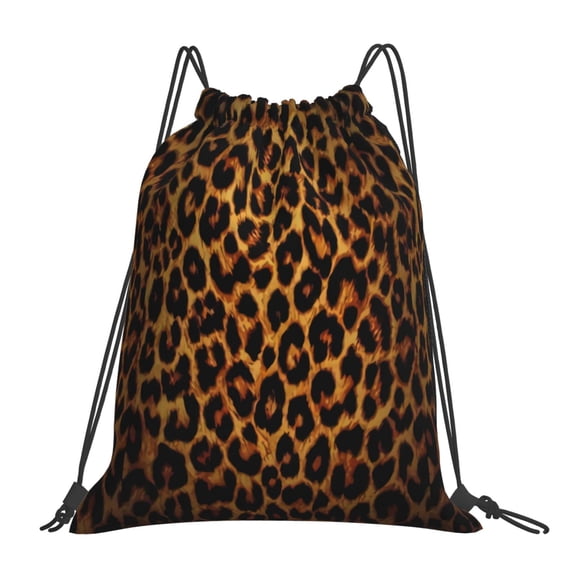 Funny Leopard Animal Print Drawstring Backpack Sackpack String Bag Cinch Waterproof Bags for Gym Sports Yoga Travel Beach Swimming shopping