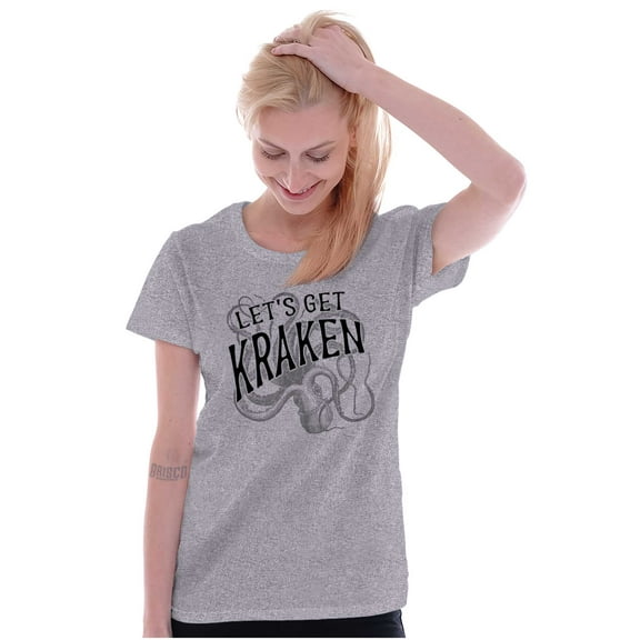 Funny Lets Get Kraken Animal Pun Womens Slim Fit Graphic Tee Brisco Brands L