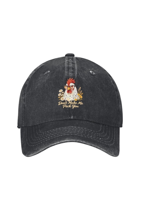 Funny Letter Chicken Baseball Hats Denim Adjustable Chicken Hat Gifts for Women Chicken Lovers Men Mom Dad Grandma Adults