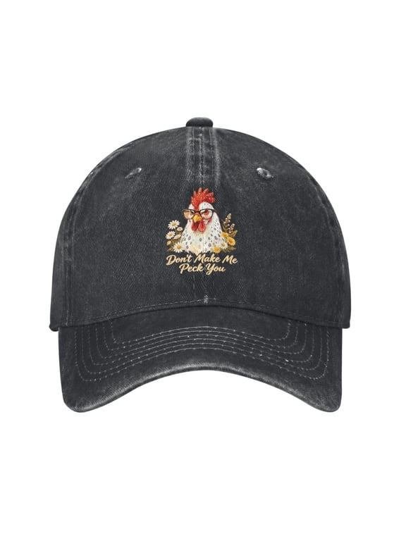 Funny Letter Chicken Baseball Hats Denim Adjustable Chicken Hat Gifts for Women Chicken Lovers Men Mom Dad Grandma Adults