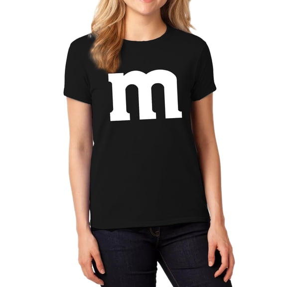 Funny Letter M Halloween Shirt – Costume Tee – Graphic T-Shirt for Women & Teens – Black, Small