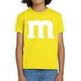 thumbnail image 1 of Funny Letter M Halloween Shirt – Youth Costume Tee – Graphic T-Shirt for Kids & Teens – Yellow Large, 1 of 1
