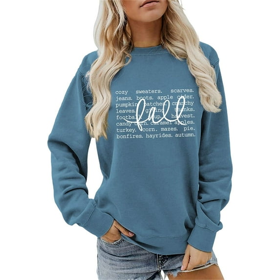 Funny Letter Women Sweatshirts Long Sleeve Crew Neck Casual Pullover Shirt Fall Plus Size Tees Tops