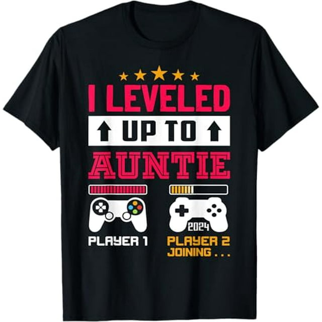 Funny Leveled Up To Auntie 2024 Im Going To Be An Aunt 2024 TShirt
