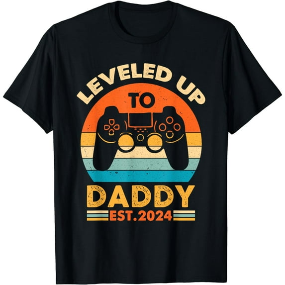 Funny Leveling Up to Daddy 2024 Vintage Promoted to Dad 2024 T-Shirt