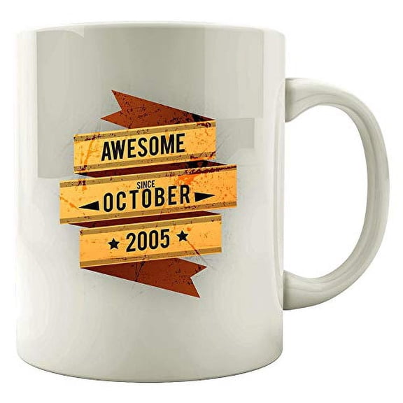 Funny Libra 11 oz Coffee Mug - Awesome Since October 2005 White Ceramic Gift
