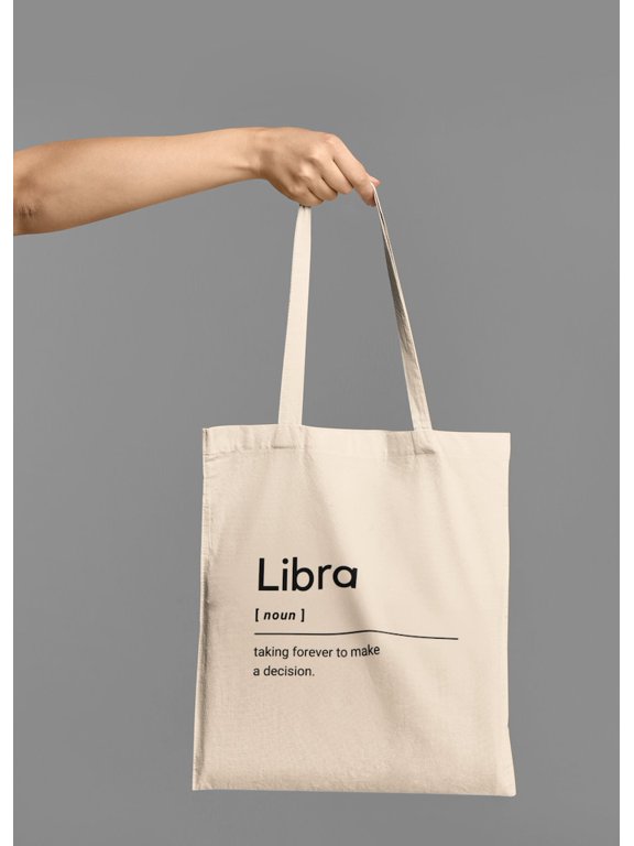 Funny Libra Definition Tote Bag, Zodiac Canvas Shopper UK, Astrology Gift, Novelty Star Sign Bag, Libra Birthday Present