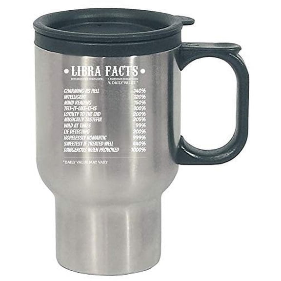 Funny Libra - Facts Charming As Hell Dangerous When Provoked - Zodiac Humor - Stainless Steel Travel Mug