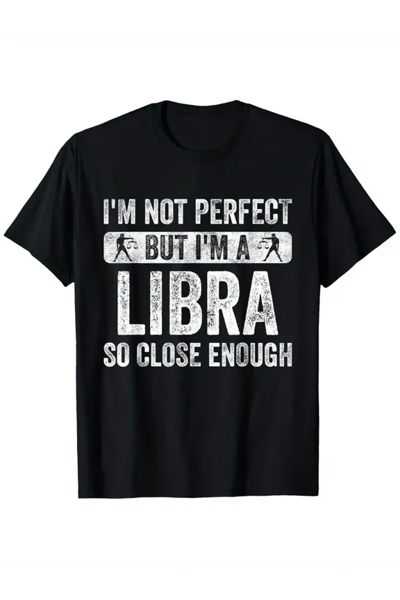 Funny Libra Zodiac T-Shirt - "I'm Not Perfect But I'm A Libra" Graphic Tee, Heavyweight 180gsm Cotton Shirt for Men & Women (Sizes 1XL-5XL) - Birthday Gift for Libra Season