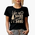 thumbnail image 1 of Funny Life Is Short, Swing Hard Quote with a Ball & Golf Player, Golfing or Golfer Themed Merch Gift, Black T-Shirt, Medium, 1 of 5