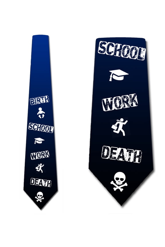 Funny Life Ties Mens Novelty Navy Necktie by Three Rooker