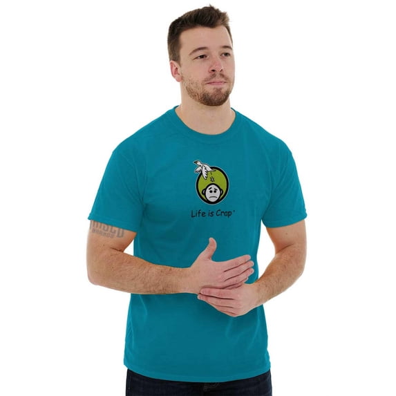 Funny Life is Crap Bird Poop Humor Plus Size Crewneck Graphic Tee Shirt Brisco Brands 2X