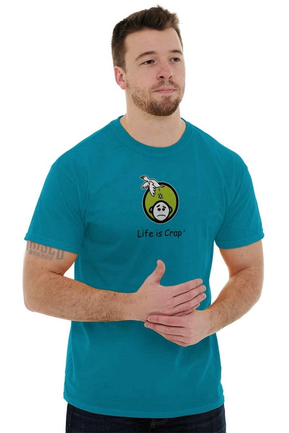 Funny Life is Crap Bird Poop Humor Plus Size Crewneck Graphic Tee Shirt Brisco Brands 2X