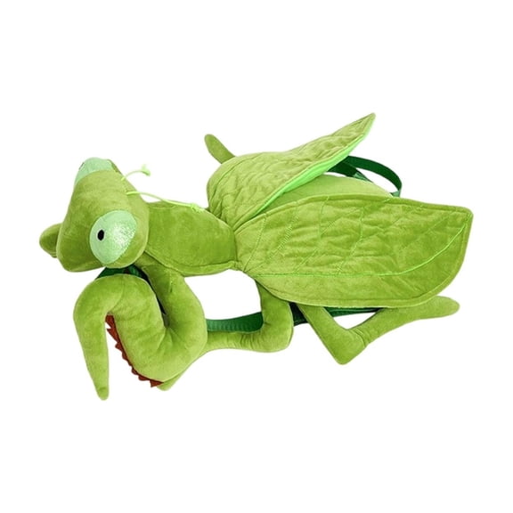 Funny Lifelike Green Mantis Plush Shoulder Bag, Creative Cartoon Insect Stuffed Toy Backpack as Unique Gift for Teens and Outdoor Daily Carry Storage