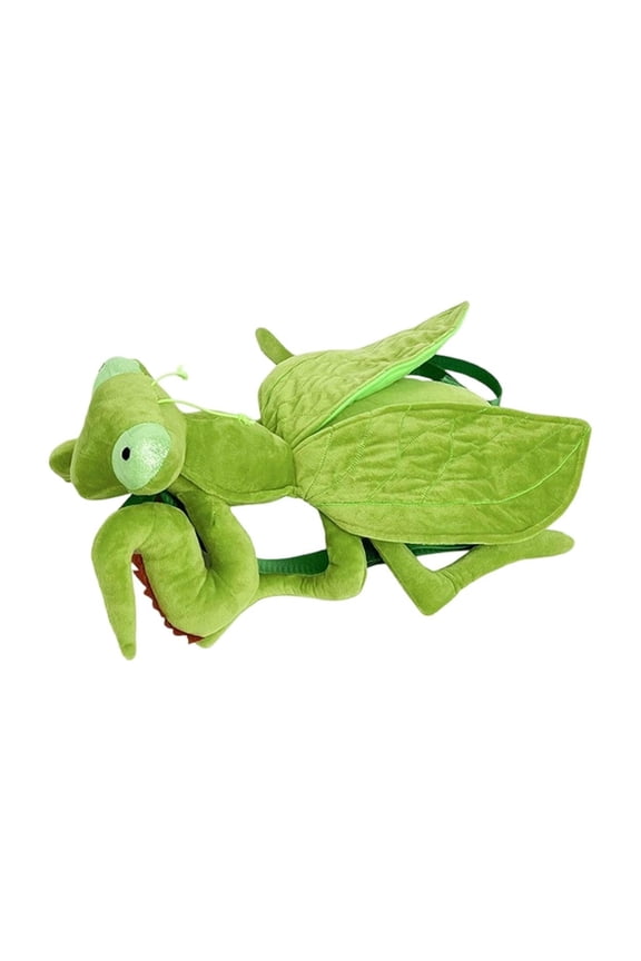 Funny Lifelike Green Mantis Plush Shoulder Bag, Creative Cartoon Insect Stuffed Toy Backpack as Unique Gift for Teens and Outdoor Daily Carry Storage
